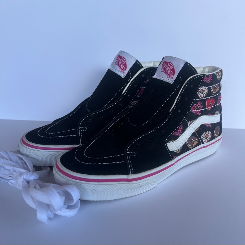 Vans Kids SK8-Hi Heart Donuts Pink/Black‎ Jr Size 3.5 Shoes Suede Sneakers